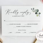 Rsvp Card Template Pdf Wedding Response Cards Printable | Etsy in Template For Rsvp Cards For Wedding