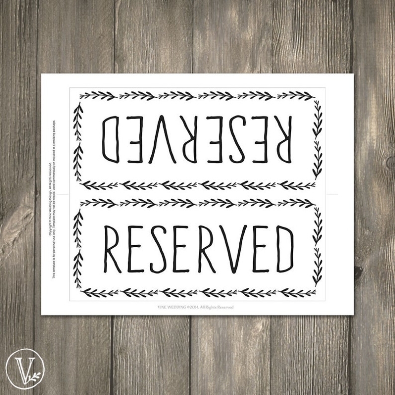 Rustic Wedding Reserved Table Sign Instant Download | Etsy Intended For Reserved Cards For Tables Templates