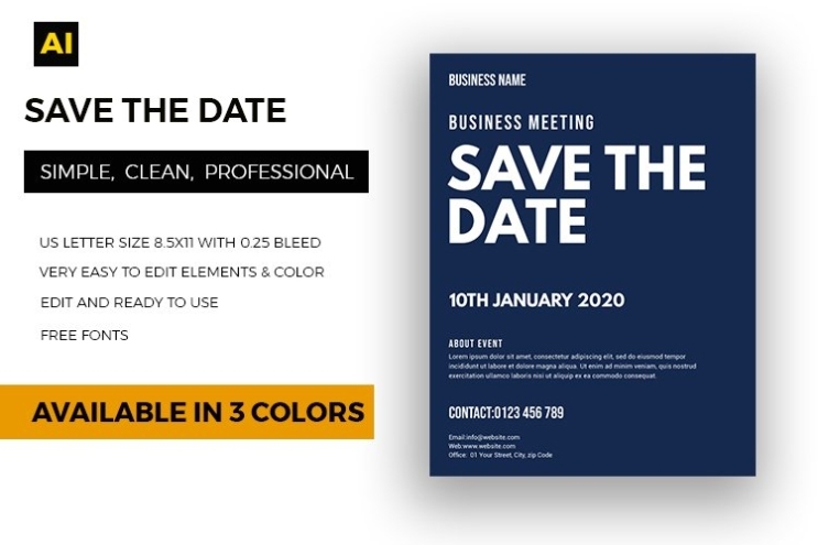 Save The Date Bundle  Business Flyer Vol 01 (385156) | Flyers | Design Bundles With Save The Date Business Event Templates