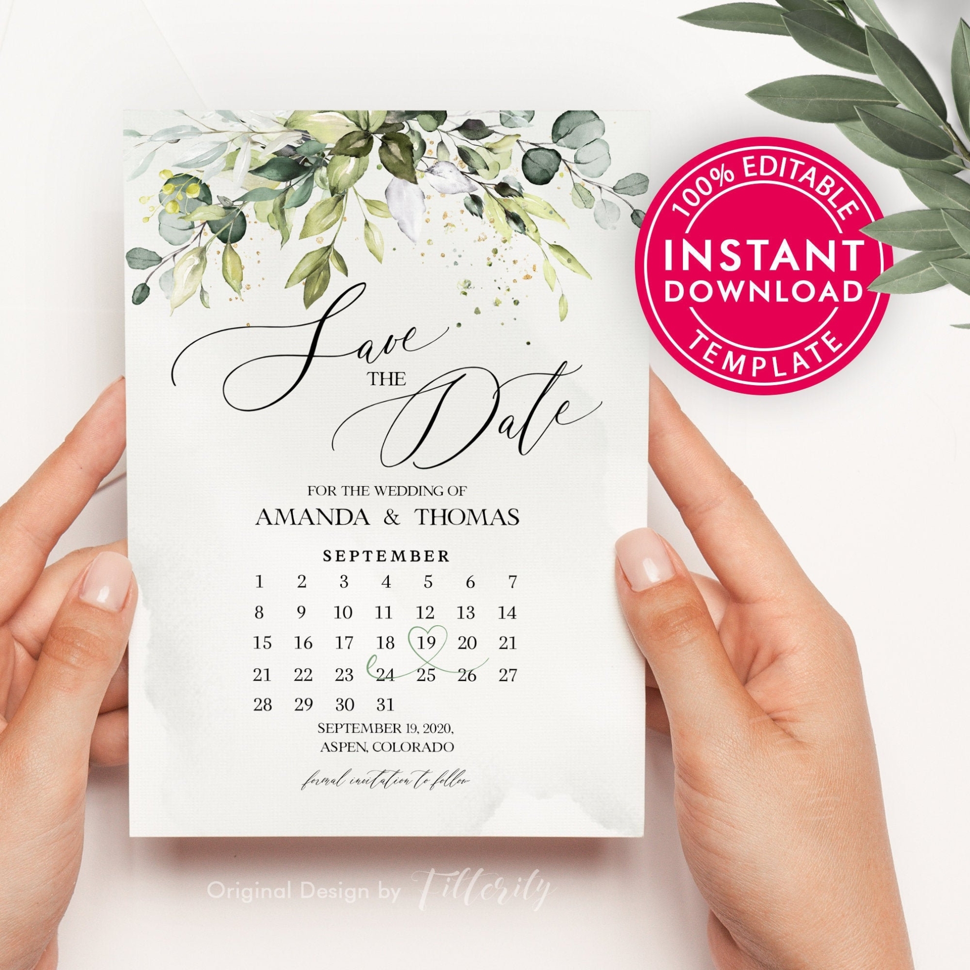 Save The Date Calendar Save The Date Template With Photo | Etsy With Save The Date Cards Templates