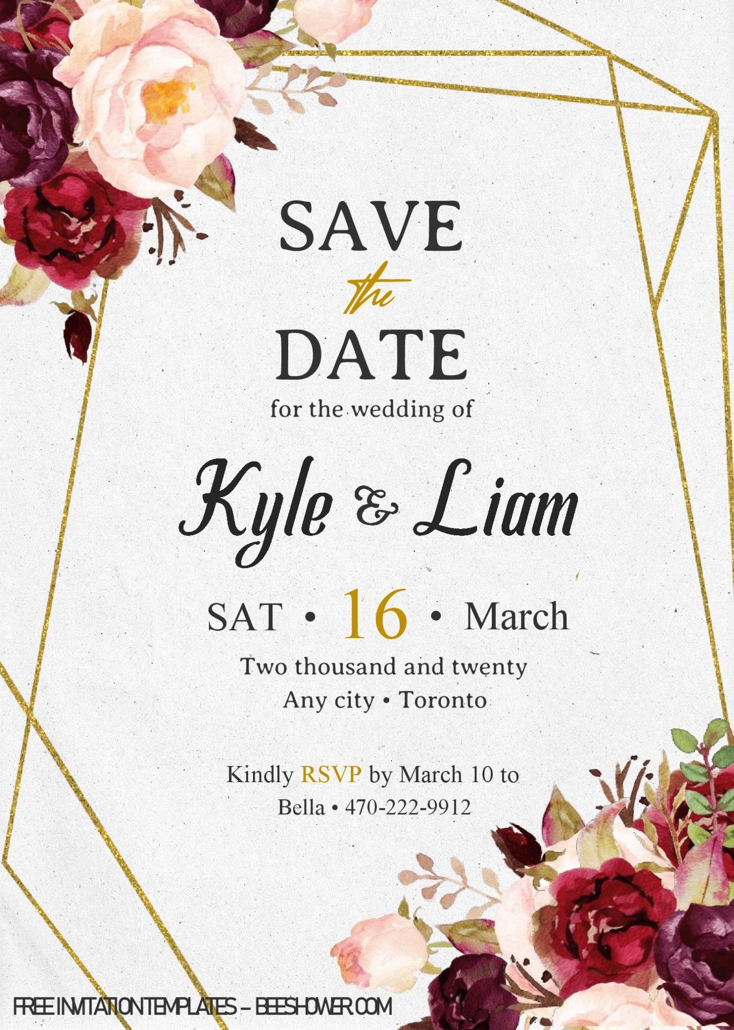Save The Date Invitation Templates – Editable With Ms Word | Beeshower Inside Save The Date Template Word