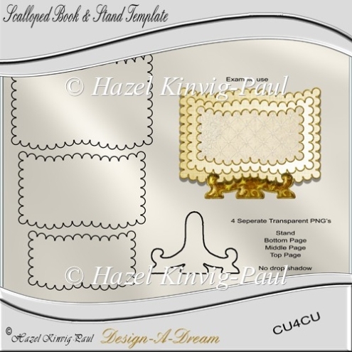 Scalloped Book & Stand Template – £3.50 : Instant Card Making Downloads Regarding Card Stand Template