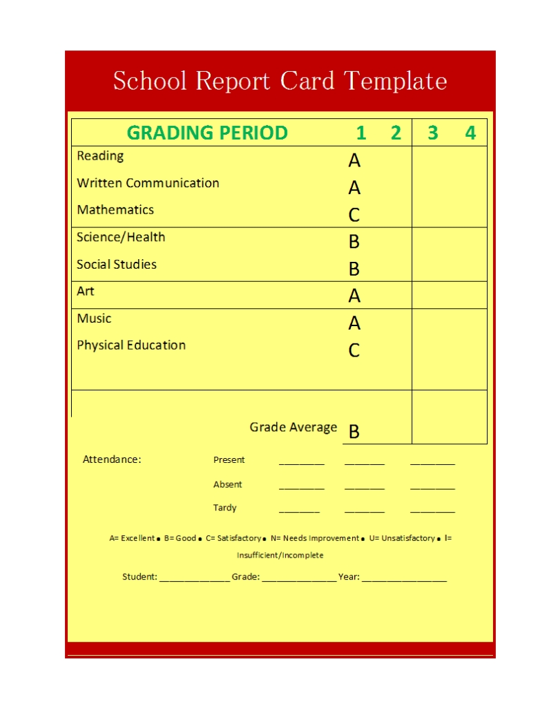 School Report Template - Free Formats Excel Word With Regard To Result Card Template