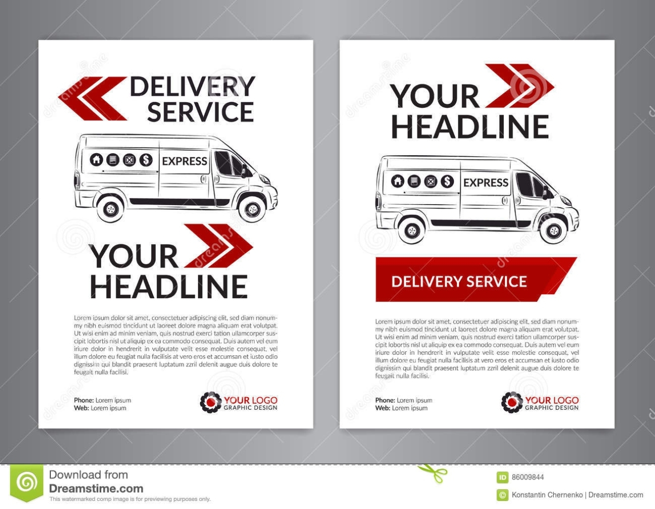 Set A4 Express Delivery Service Brochure Flyer Design Layout Template. Stock Vector In Delivery Flyer Template