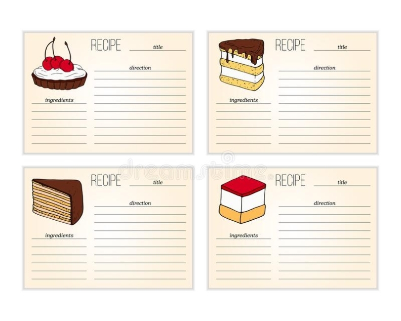Set Of Simple Recipe Card Templates With Fast Food Illustration Stock Vector – Illustration Of Regarding Recipe Card Design Template