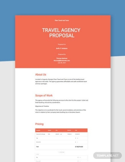 Simple Agency Proposal Template - Google Docs, Word, Apple Pages | Template with regard to Business Travel Proposal Template
