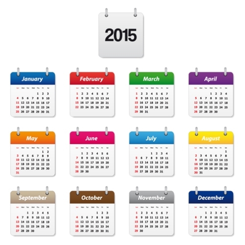 Simple Colored 2015 Calendar Vector Graphic Free Download For Powerpoint Calendar Template 2015
