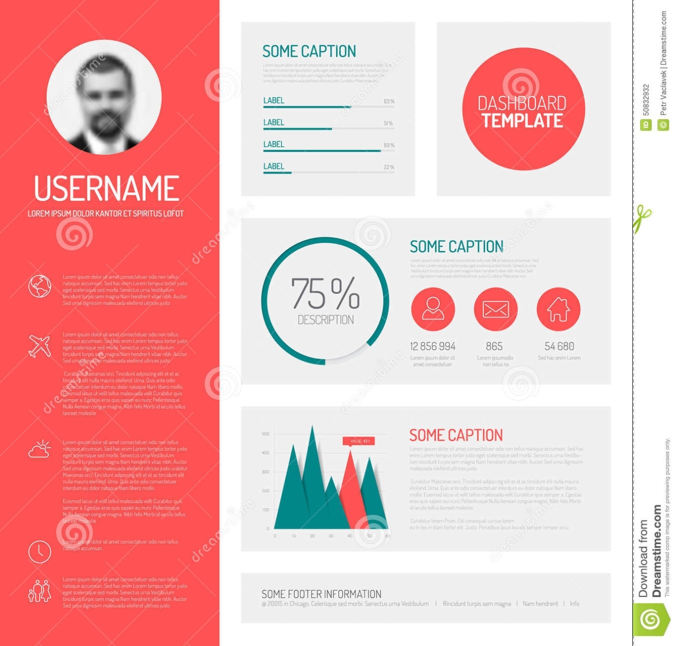 Simple Profile Dashboard Template Stock Illustration – Illustration Of Simple, Graph: 50832932 Regarding Simple Business Profile Template