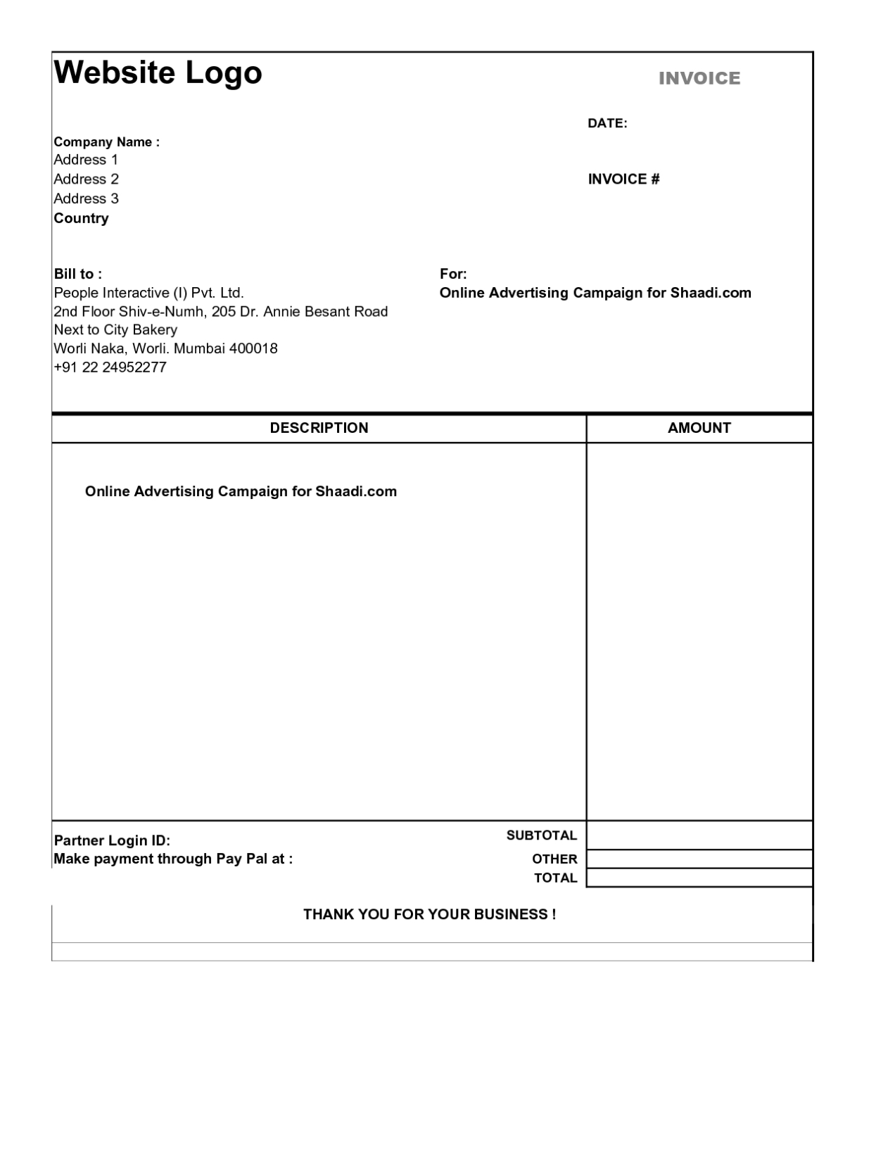 Simple Tax Invoice Template * Invoice Template Ideas In Generic Invoice Template Word
