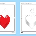 Simple Valentine'S Pixel Heart Pop Up Card Paper Craft Pertaining To Pop Out Heart Card Template