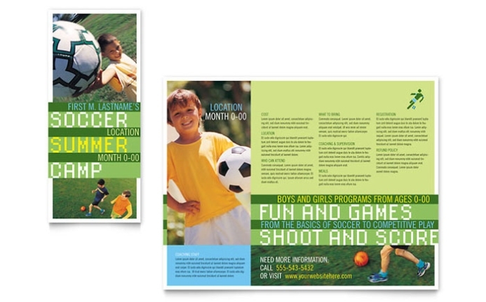 Soccer Sports Camp Brochure Template – Word & Publisher In Football Camp Flyer Template