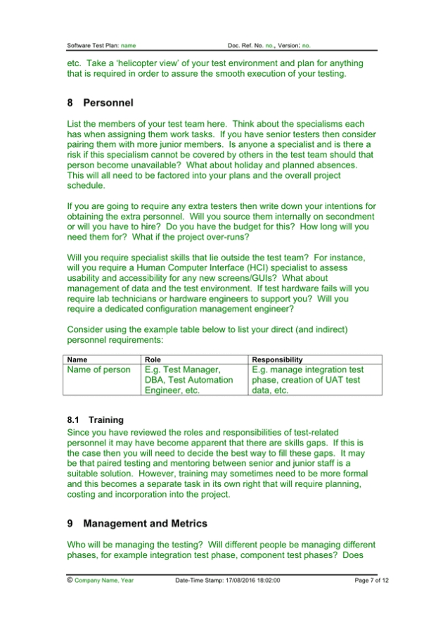 Software Test Plan Template In Word And Pdf Formats – Page 7 Of 12 Pertaining To Software Test Plan Template Word
