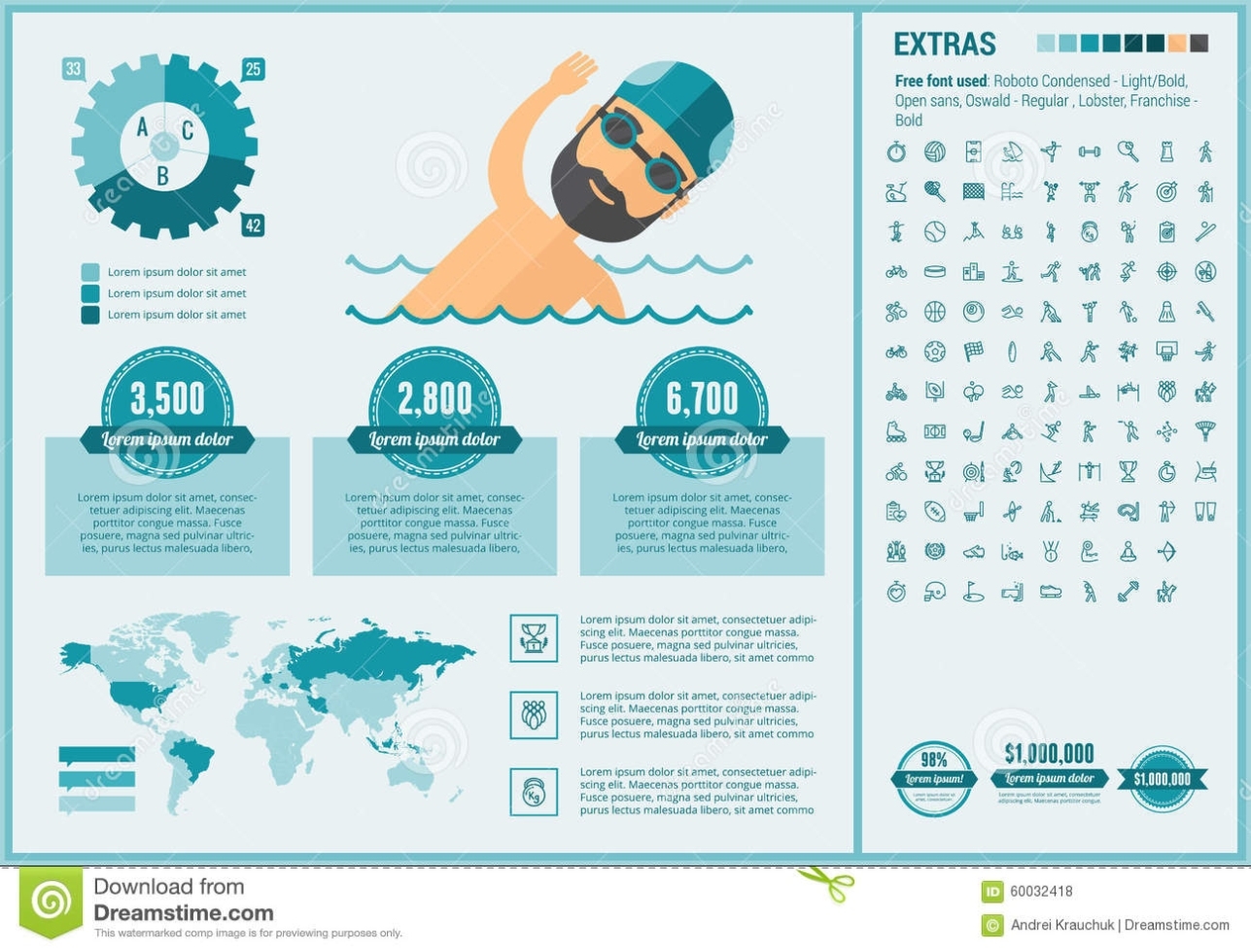 Sports Flat Design Infographic Template Stock Vector - Illustration Of Hipster, Beard: 60032418 In Sports Infographics Templates