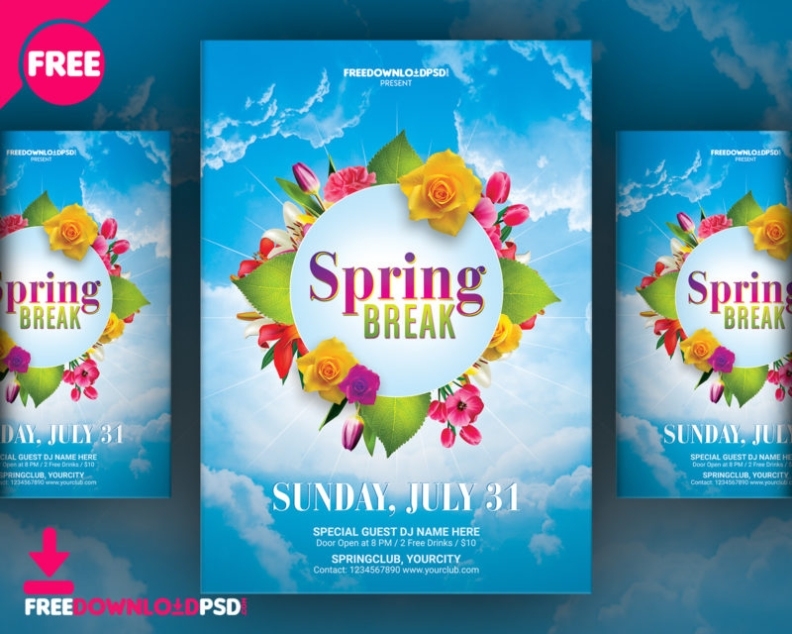 Spring Break Flyer Free Template | Freedownloadpsd Within Free Spring Flyer Templates