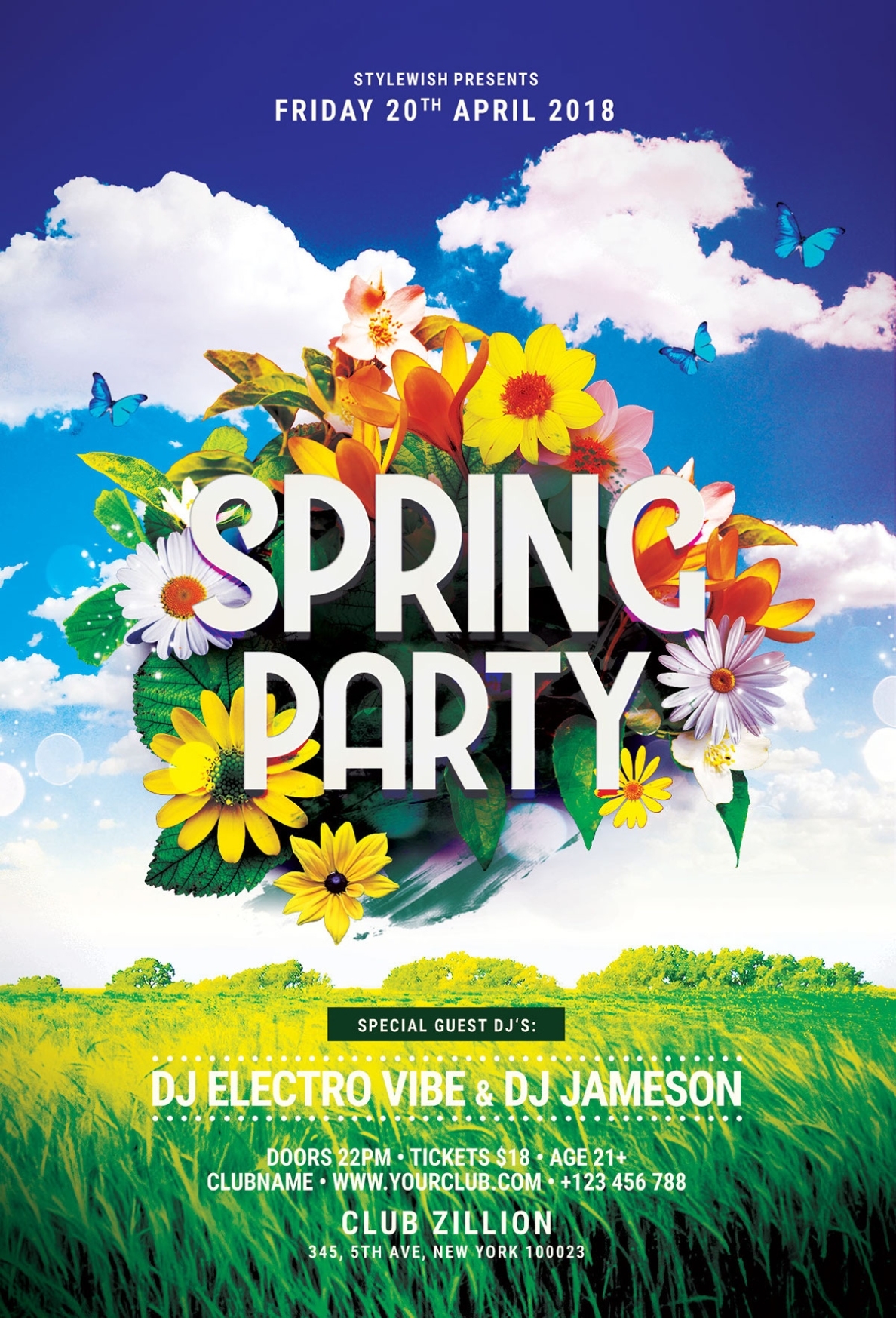 Spring Party Flyer On Behance Within Free Templates For Party Flyers