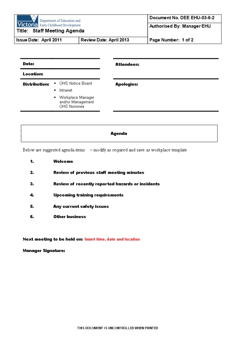 Staff Meeting Agenda In Word | Templates At Allbusinesstemplates Throughout Event Agenda Template Word