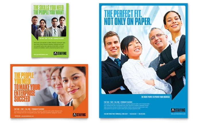 Staffing & Recruitment Agency Flyer & Ad Template Design Regarding Advertising Cards Templates