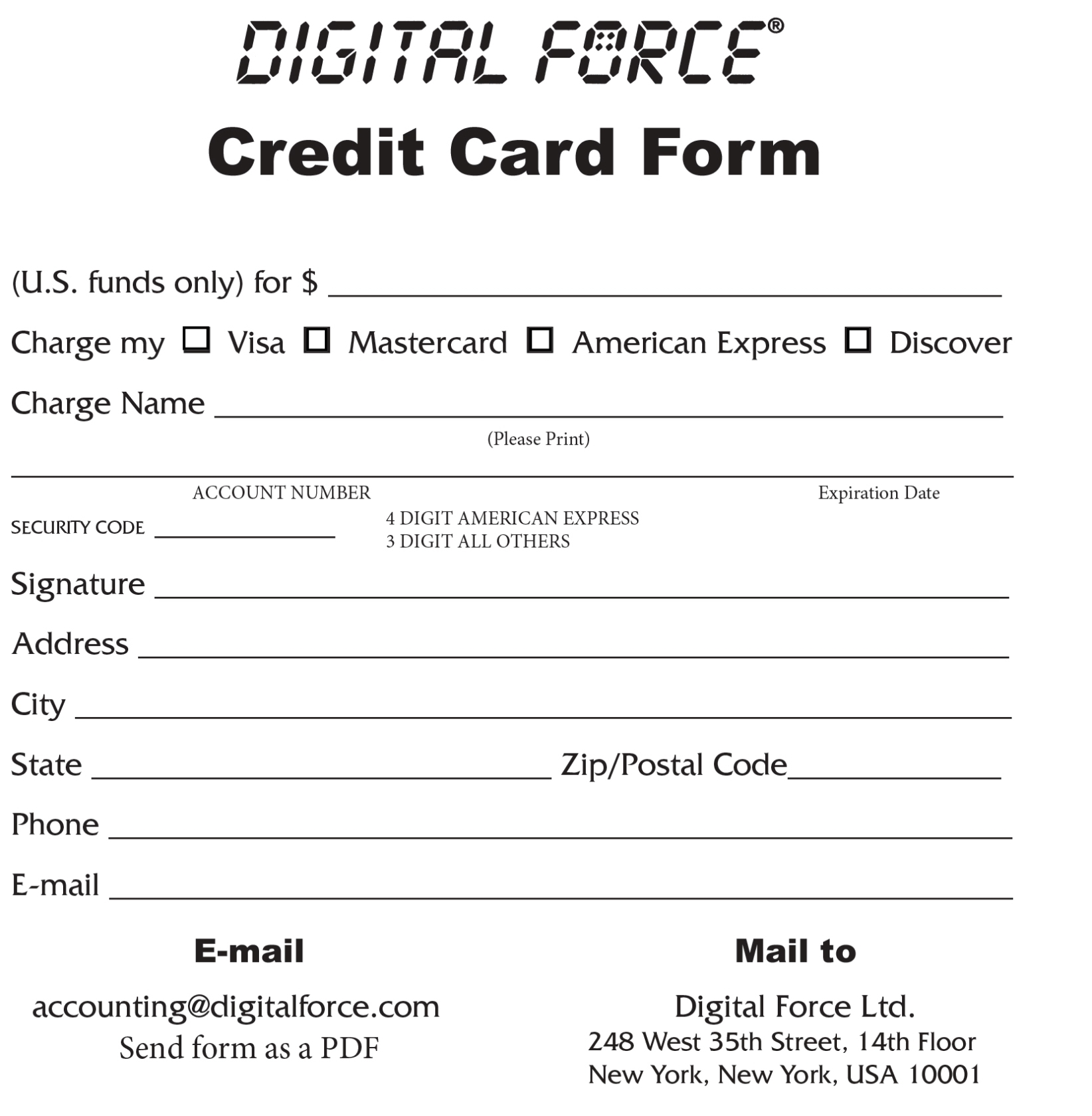 Stanley Drucker – Digital Force Ltd. Throughout Credit Card On File Form Templates