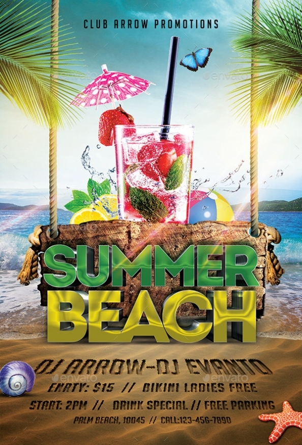 Summer Beach Party Flyer Template By Arrow3000 | Graphicriver Inside Summer Event Flyer Template