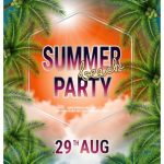 Summer Beach Party Flyer Template Design With Palm Trees. Vector Poster | Premium Vector Intended For Summer Event Flyer Template