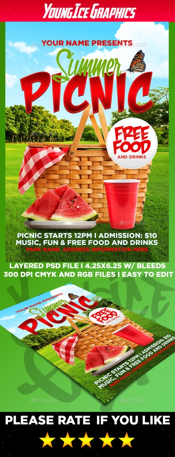 Summer Picnic Flyer Template By Youngicegfx | Graphicriver Intended For Picnic Flyer Template