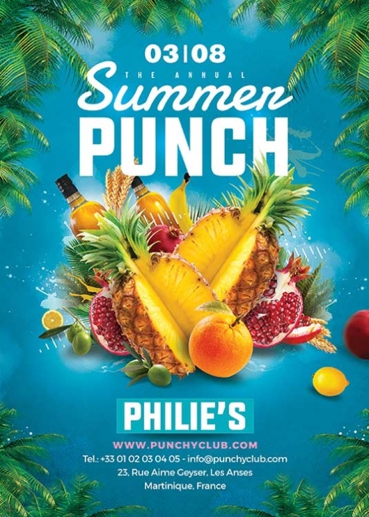Summer Punch Cocktail Party Flyer Template – N2N44 Graphic Design Regarding Summer Event Flyer Template