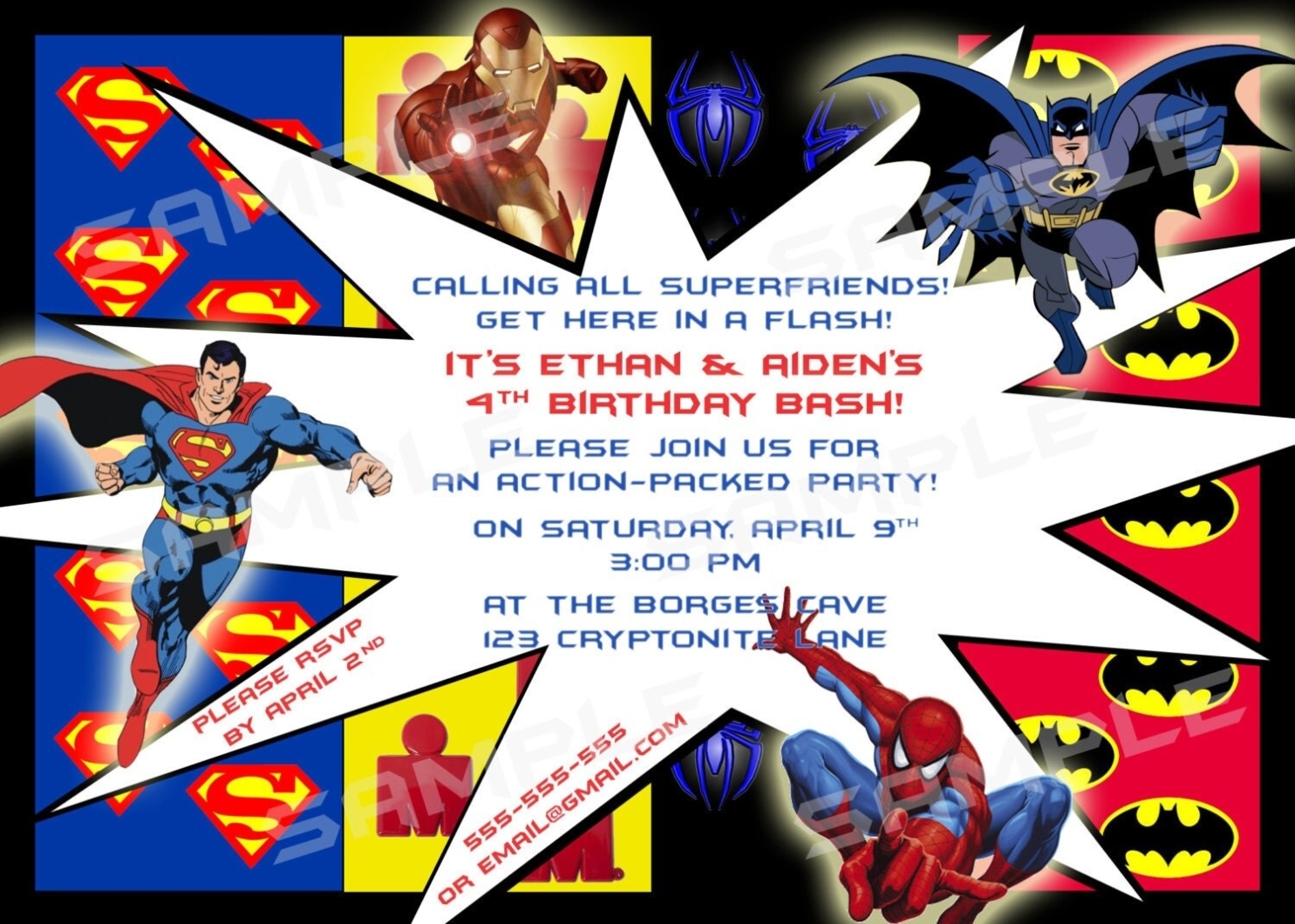 Superhero Mania Birthday Diy Printable Party By Modpoddesigns Intended For Superhero Birthday Card Template