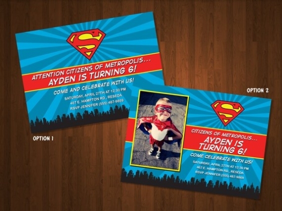 Superman Birthday Invitation Diy Printable File By Fooreyesdesign for Superman Birthday Card Template