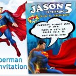 Superman Invitation Birthday Card Printable Digital Card Within Superman Birthday Card Template