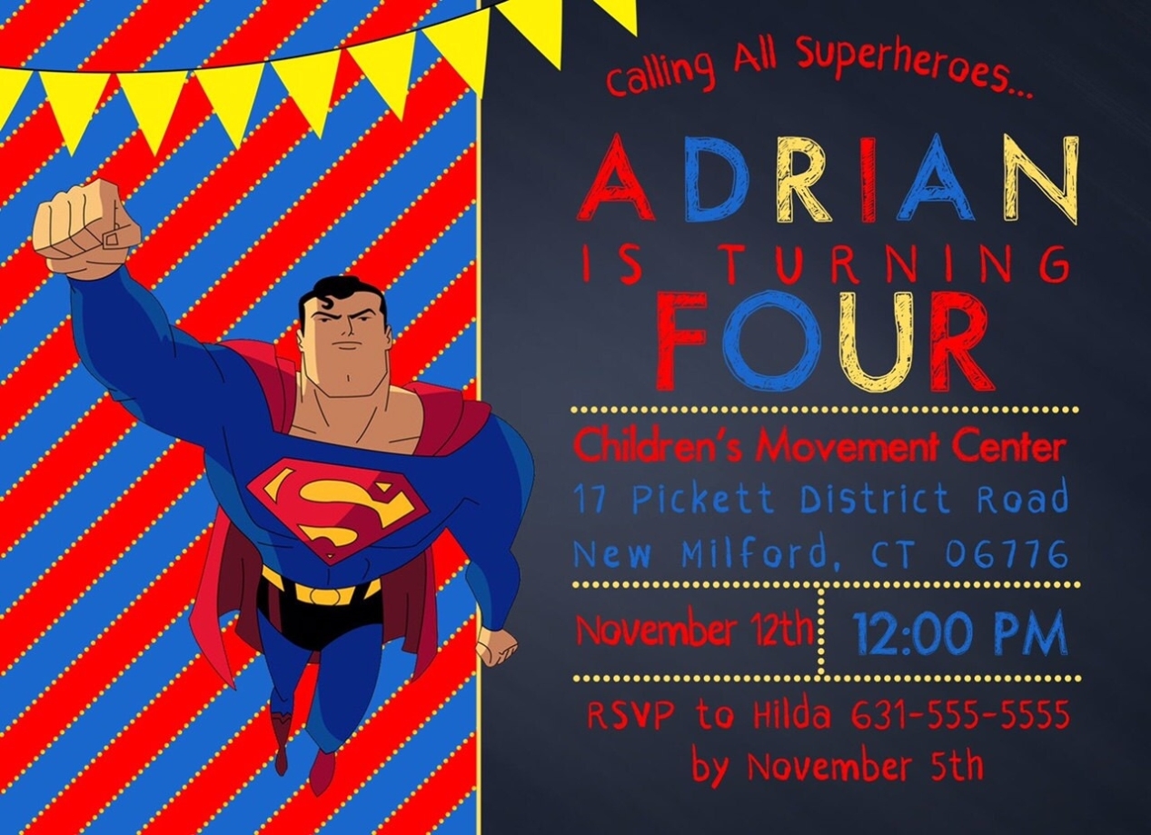 Superman Invitation Free Thank You Card File Superman Party | Etsy Regarding Superman Birthday Card Template