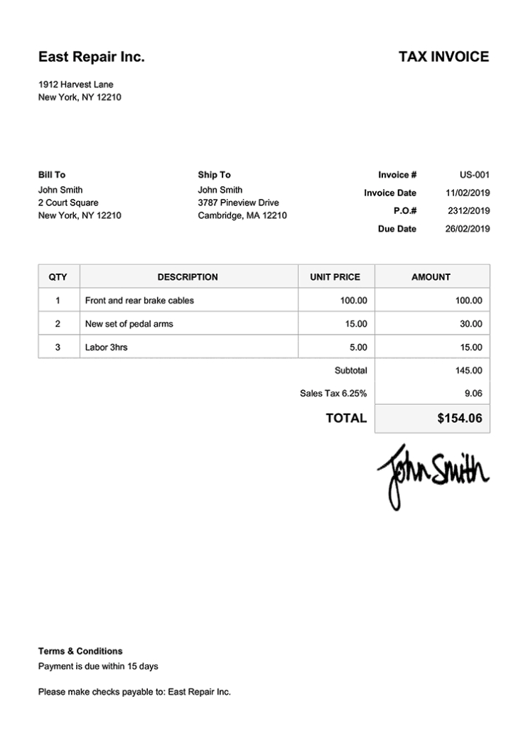 Tax Invoice Templates | Quickly Create Free Tax Invoices With Tax Invoice Template Doc