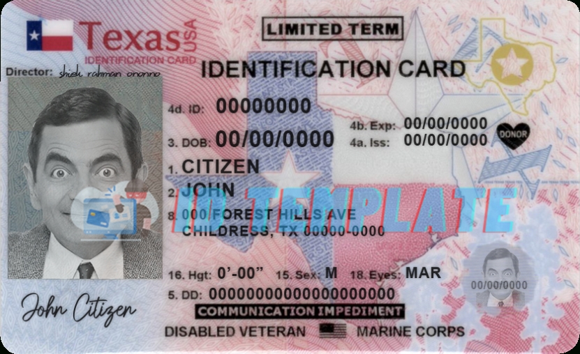 Texas Id Card Psd Template | Driving License Template Pertaining To Texas Id Card Template