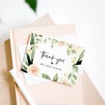 Thank You Card Template, Printable Peach Florals Wedding / Bridal Within Template For Wedding Thank You Cards