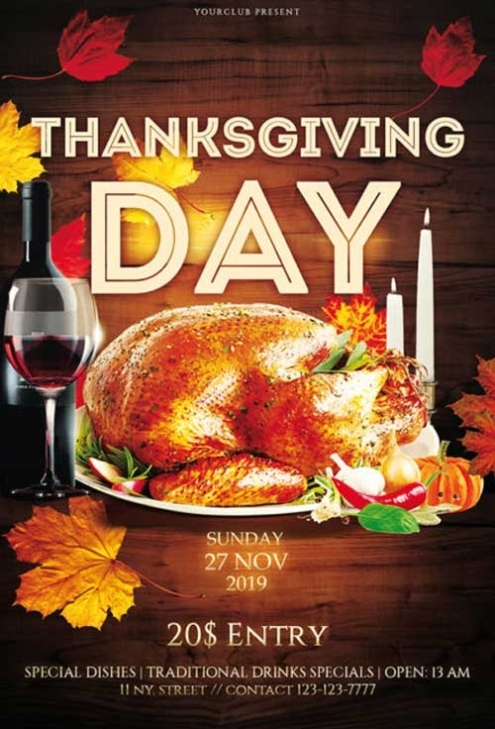 Thanksgiving Day Party Free Psd Flyer Template - Psd - Freepsdflyer In Thanksgiving Flyer Template Free