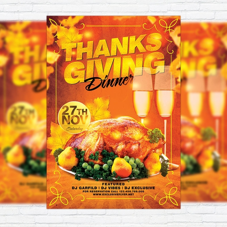 Thanksgiving Dinner - Premium Flyer Template + Facebook Cover | Exclsiveflyer | Free And Premium With Regard To Thanksgiving Flyers Free Templates