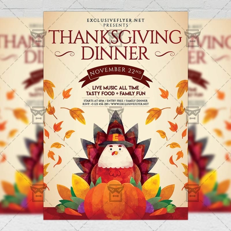 Thanksgiving Family Dinner Flyer - Autumn A5 Template | Exclsiveflyer | Free And Premium Psd In Thanksgiving Flyer Template Free
