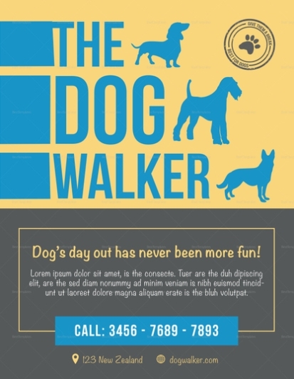 The Dog Walker Flyer Design Template In Psd, Word, Publisher, Illustrator, Indesign Throughout Dog Walking Flyer Template