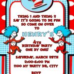 Thing 1 & 2 Personalized Birthday Invitation 1 Sided, Birthday Card, Party Invitation, Twins Intended For Dr Seuss Birthday Card Template
