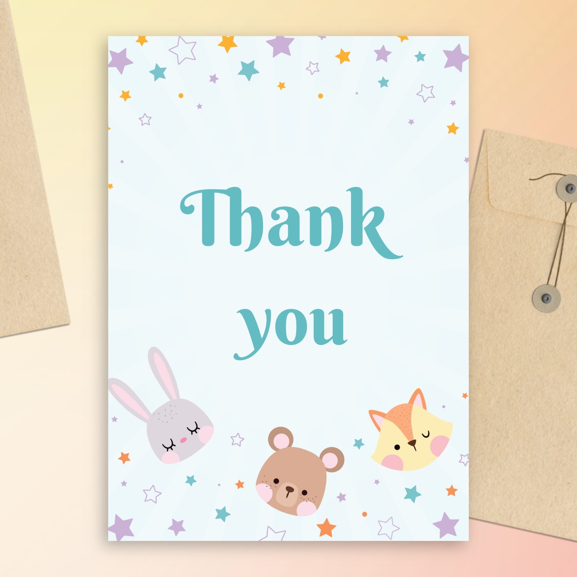 Toy Animals Baby Shower Thank You Card Template Editable Online With Regard To Template For Baby Shower Thank You Cards