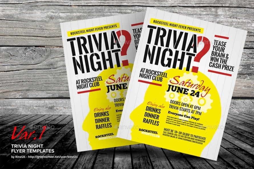 Trivia Night Flyer Templates By Kinzi21 | Graphicriver For Free Trivia Night Flyer Template