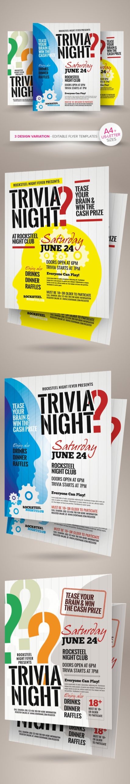 Trivia Night Flyer Templates On Behance Intended For Free Trivia Night Flyer Template