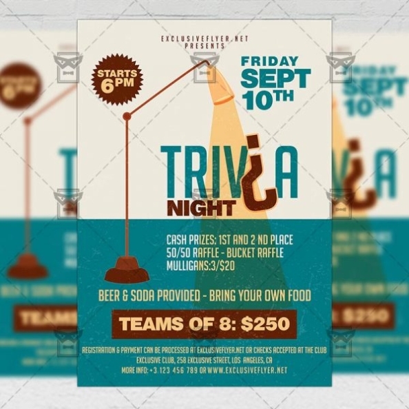 Trivia Night Team Party - Club Flyer A5 Template | Exclsiveflyer | Free And Premium Psd Templates within Trivia Night Flyer Template Free