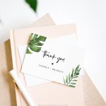 Tropical Thank You Note Card Template, Printable Wedding / Bridal Shower Folded Card, Palm In Thank You Note Cards Template