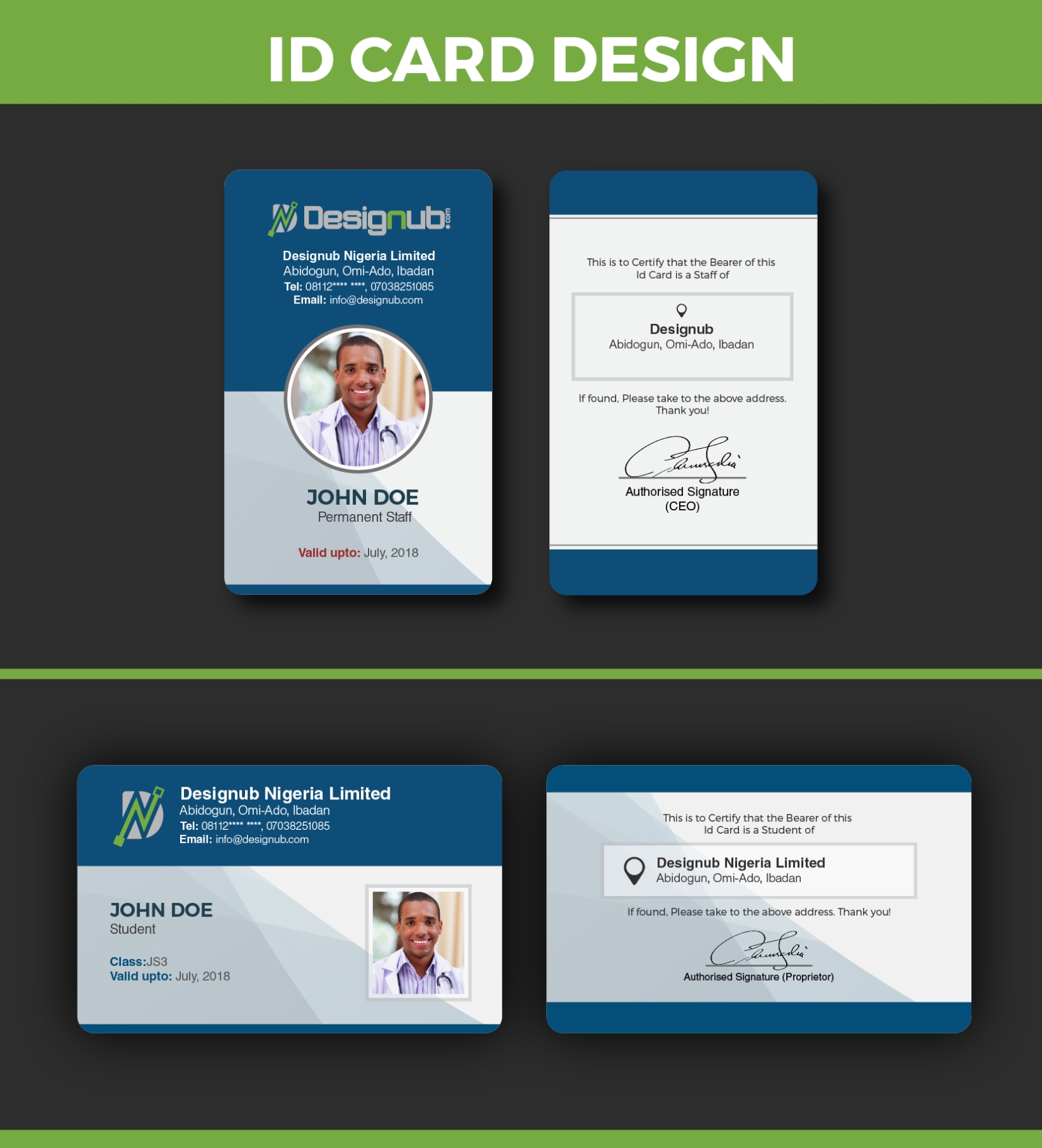 Two (2) Id Card Design Template | Designub Pertaining To Company Id Card Design Template