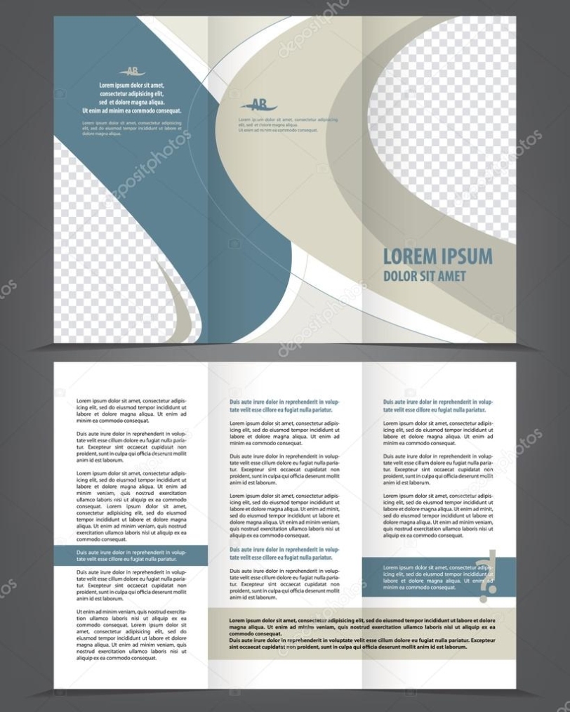 Two Fold Beauty Blue And Gray Brochure Print Template — Stock Vector © Irinaww #39804583 Throughout 2 Fold Flyer Template