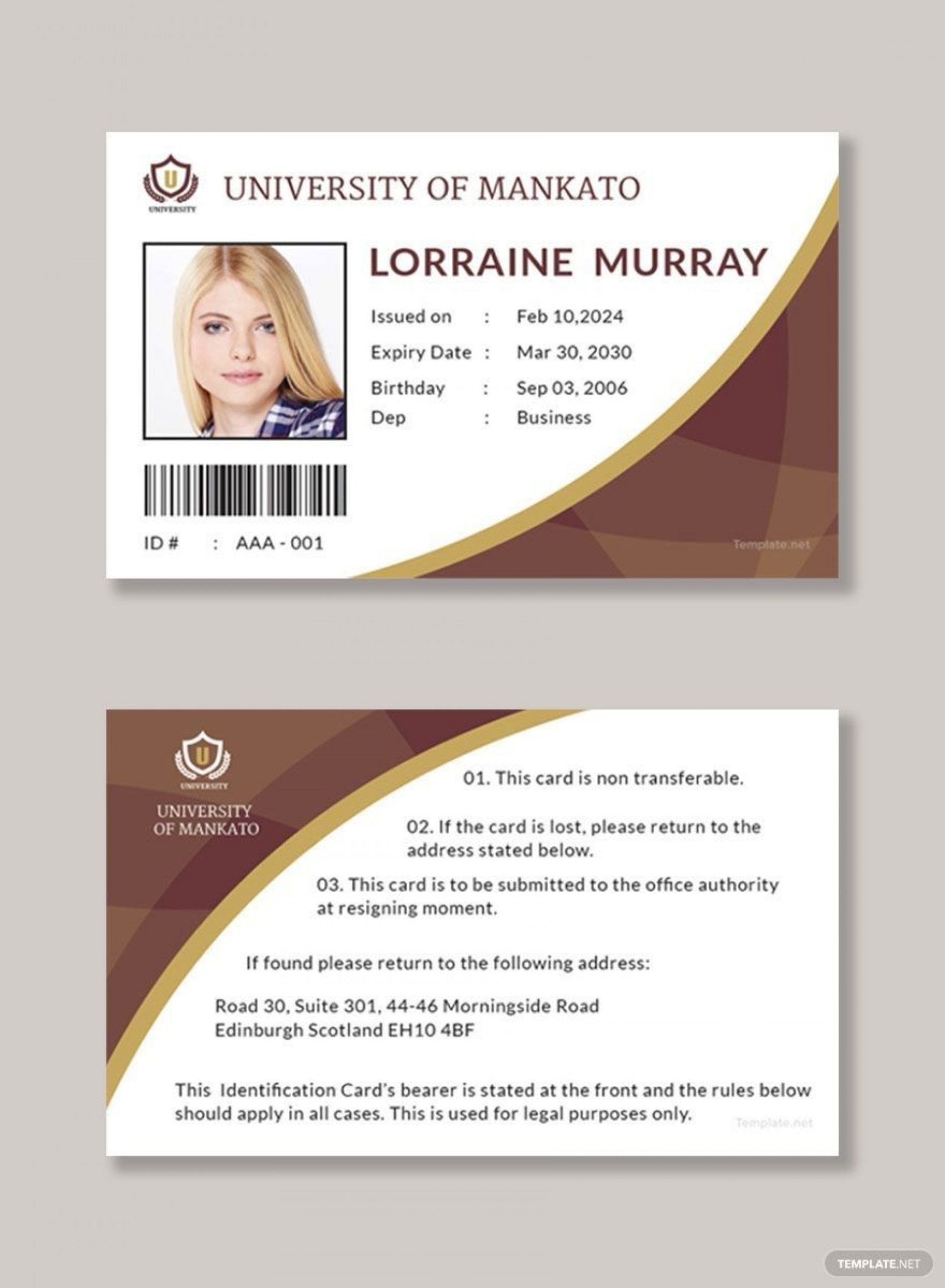 Udin: [Get 45+] Student Id Id Card Design Template Free Download in College Id Card Template Psd