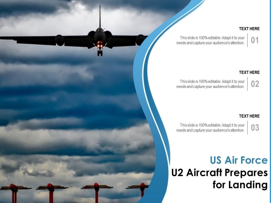 Us Air Force U2 Aircraft Prepares For Landing | Presentation Graphics | Presentation Powerpoint For Air Force Powerpoint Template