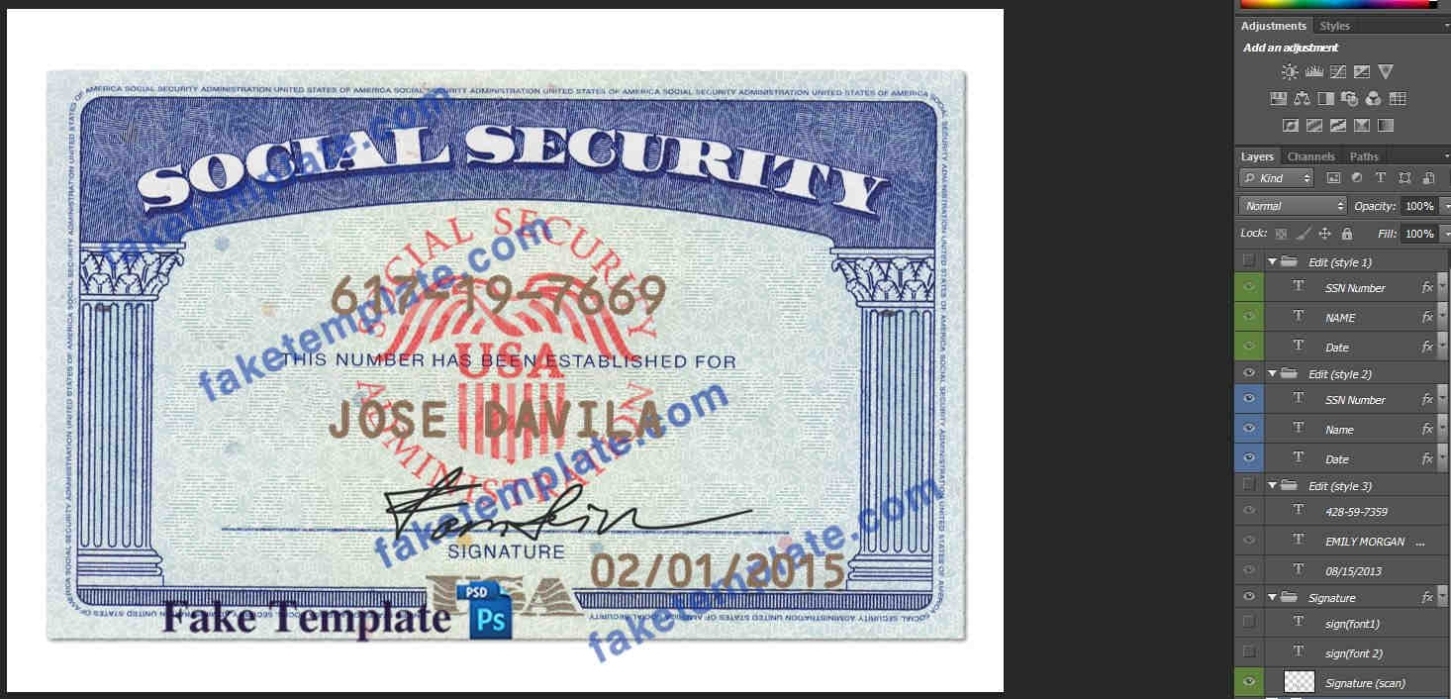Usa Social Security Card Template Psd New Inside Social Security Card Template Psd