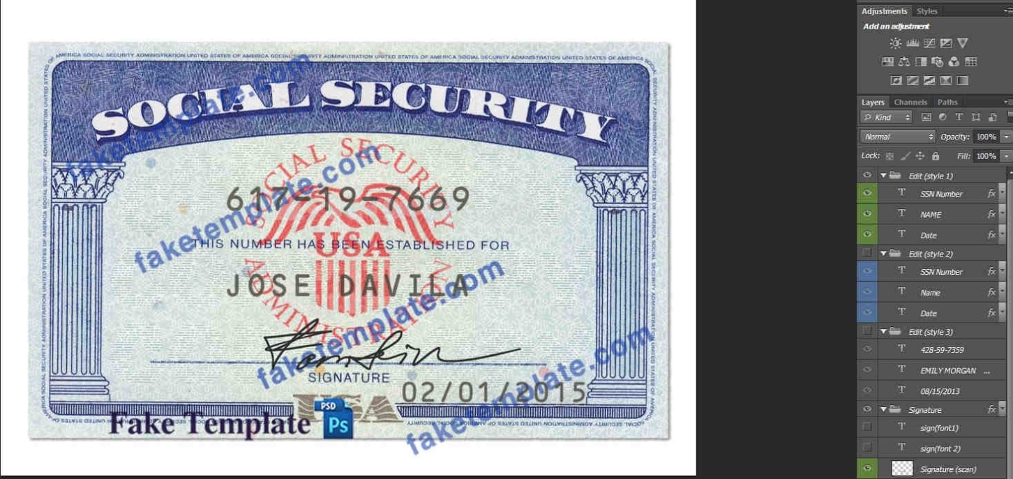 Usa Social Security Card Template Psd New With Regard To Social Security Card Template Photoshop