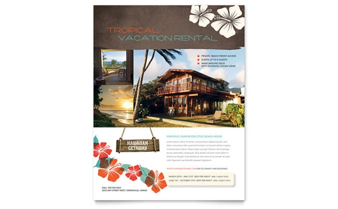 Vacation Rental Flyer Template Design Inside House For Rent Flyer Template Free